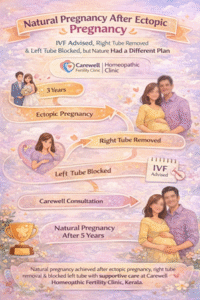 Natural pregnancy after ectopic pregnancy with right tube removal and blocked fallopian tube at Carewell Fertility Clinic Kerala