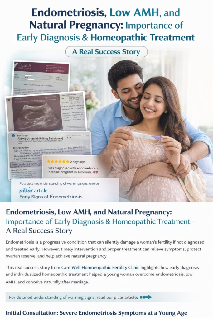 Endometriosis low AMH pregnancy success with homeopathy
