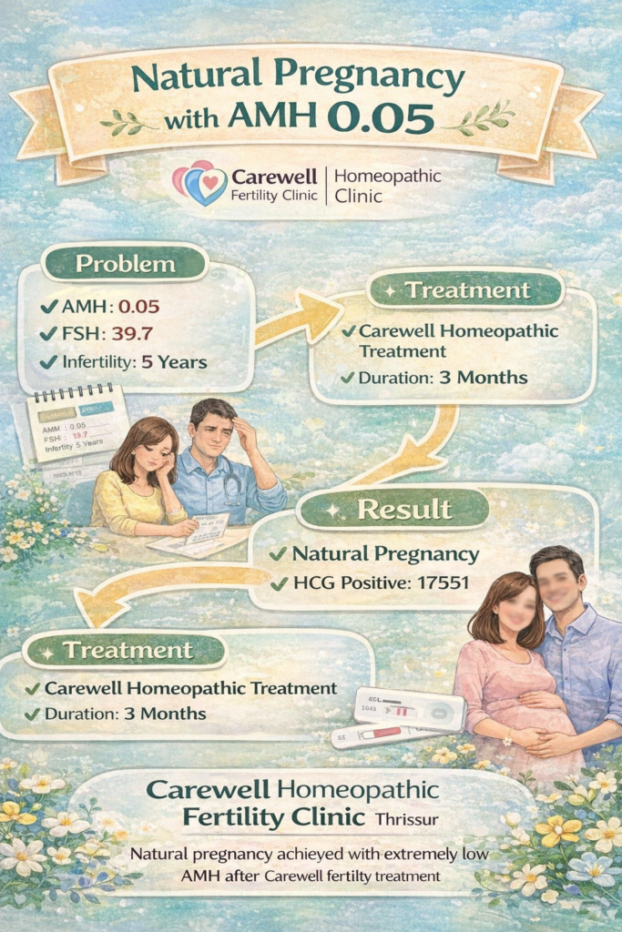 Natural pregnancy success with AMH 0.05 after Carewell fertility treatment