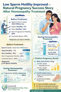 Male infertility success story showing improvement in sperm motility and natural pregnancy after treatment