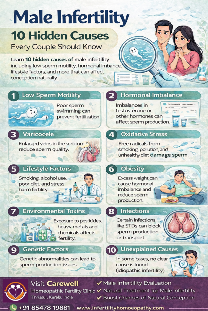 male infertility causes infographic sperm motility hormonal imbalance fertility problems