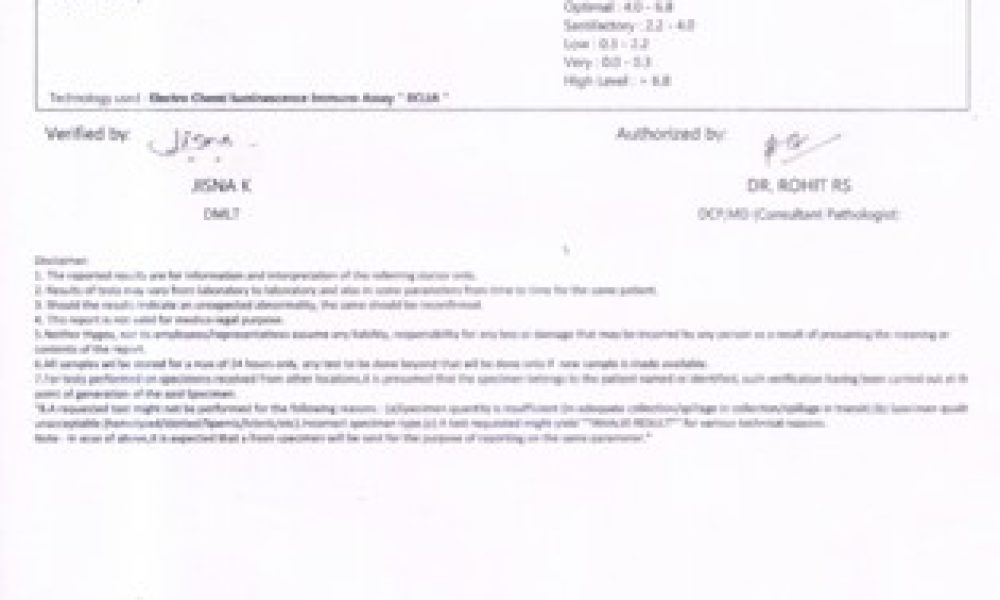 ഹോമിയോപ്പതി ചികിത്സയിലൂടെ AMH 1.54 ng/mL ൽ നിന്ന് 3.00 ng/mL ആയി വർധിച്ചതിൻ്റെ വിവരണം.